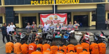 19 Pelaku Kejahatan Dibekuk, Polresta Bengkulu Ungkap Hasil Operasi Musang Nala 2025