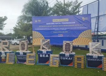 Bea Cukai Bengkulu Sita Lebih 5 Juta Batang Rokok Ilegal Jelang Tahun Baru 2026