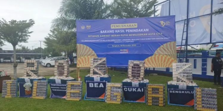 Bea Cukai Bengkulu Sita Lebih 5 Juta Batang Rokok Ilegal Jelang Tahun Baru 2026
