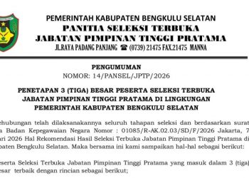 Selter JPTP Bengkulu Selatan Umumkan Tiga Besar Calon 8 Kepala OPD, Ini Daftar Lengkapnya