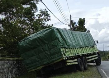 Truk Fuso Masuk Parit di Jalur Lintas Manna–Bengkulu, Warga Desak Evakuasi